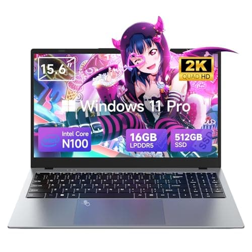 15.6 Inch Student Business Laptop Computer, 16GB RAM 512GB ROM, Intel N100 (Beat i5-7200U, Up to 3.4GHz), Windows 11 Pro with FHD IPS Display, WiFi 5, BT5, Type-C, HDMI, USB 3.2