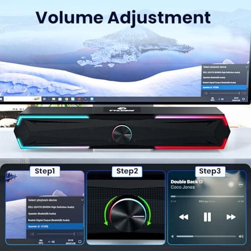 Bluetooth Computer Speakers for Desktop with Clear Sound, Flowing LED Computer Speaker for Desktop Laptop Monitor, Bluetooth & USB Input Black