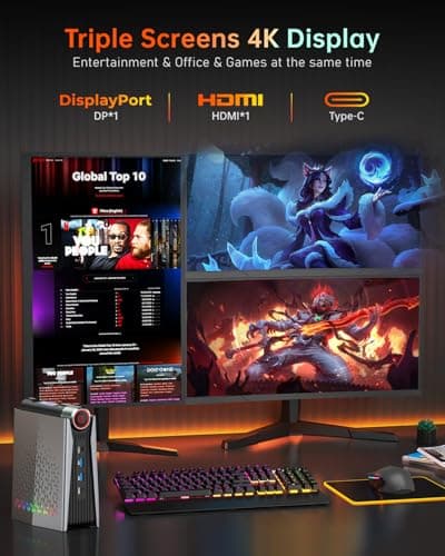 ACEMAGICIAN S3A Mini PC, AMD Ryzen 9 6900HX(up to 4.9 GHz), 32GB DDR4 1TB NVME SSD Mini Tower PC, AMD Radeon 680M Mini Desktop Computer Support BT5.2/RGB Lights/HDMI/Type-C/Wifi6