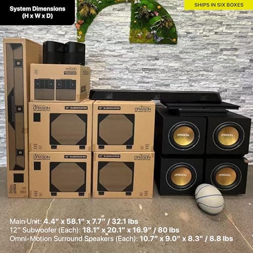 Nakamichi Dragon Home Surround Sound System with Quad 12" Subwoofers, Dolby Atmos and DTS:X Pro. Soundbar Meets AV Receiver