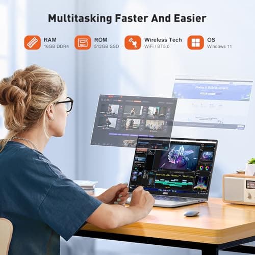 AOC 2025 AX15 Laptop Computer, 15.6-inch FHD Screen, Work Laptops with N97 Processor(Up to 3.6GHz) 16GB RAM, 512GB SSD, Windows 11 Laptop Computer, Light&Thin, Metal Shell, Webcam, Type-C, USB3.2