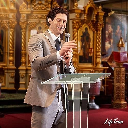 Acrylic Podium Stand Portable Pulpits for Churches Clear Podium Lectern Shtender Hostess Stand Presentation Events Teacher Podium for Classroom Church Pulpit Transparent Modern Lecterns & Podiums