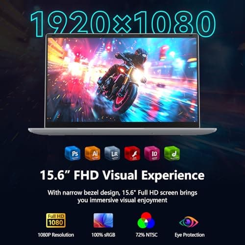 15.6 inch Laptop, 12th Alder Lake N100(Turbo 3.4GHz) Processor,12GB RAM, 512GB SSD, 2K FHD IPS Laptops, 2.4G/5G WiFi, Webcam,Full-Featured Type-C,Ultra-Thin Notebook