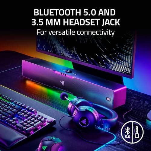 Razer Leviathan V2 Pro: Multi-Driver PC Gaming Soundbar with Subwoofer - Beamforming Surround Sound with AI Head Tracking - Chroma RGB - Bluetooth 5.0 & 3.5mm - for PC, Desktop/Laptop, Mobile, Switch