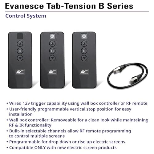 Elite Screens Evanesce Tab-Tension B, 120-inch 16:9, 4K / 8K HD, Recessed in-Ceiling Electric Tab Tensioned Projector Screen, Matte White Projection Screen Surface Programmed Remote Kit, ETB120HW3-E8