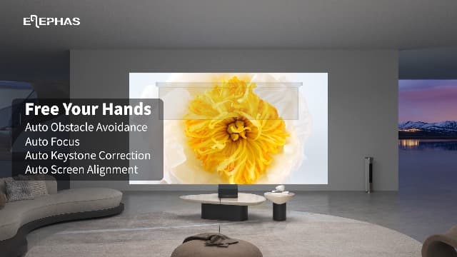 ELEPHAS Smart 4K PRO-UHD Projector with WiFi and Bluetooth, NETFLIX-Licensed, Dolby Audio, 1200 ANSI Lumens Sealed Video Projector, Auto Focus & Keystone, Portable Home Theater for Indoor/Outdoor