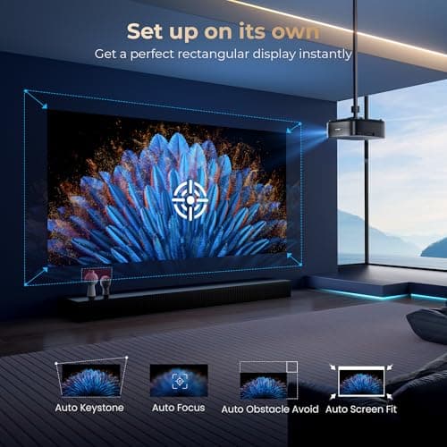 [1000 ANSI & Audio by DBX-TV] Alvar 4K Projector with WiFi 6 and Bluetooth, 30W Speakers, Netflix Certified & DoIby Audio Outdoor Proyector, Auto Focus Native 1080P Smart Projector, Black