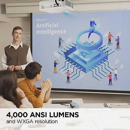 ViewSonic PS502W 4000 Lumens WXGA Short Throw Projector with HDMI and USB Type A Connectivity for Business and Education