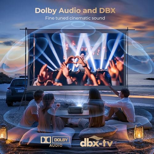 [1000 ANSI & Audio by DBX-TV] Alvar 4K Projector with WiFi 6 and Bluetooth, 30W Speakers, Netflix Certified & DoIby Audio Outdoor Proyector, Auto Focus Native 1080P Smart Projector, Black