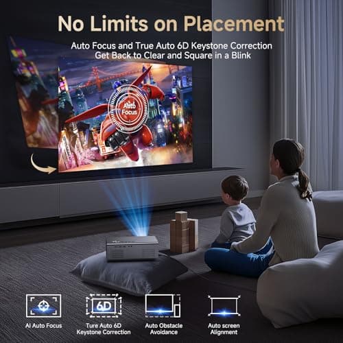 4K Projector with Netflix-Licensed&Dolby Audio, AI Auto Focus&6D Keystone Kogata Smart Projector with Built in Apps Outdoor Movie Proyector with WiFi 6 Bluetooth for Home Theater UPGRADE