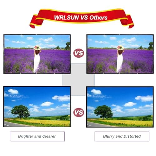 300 Inch Big Size Portable Outdoor Projector Screen, WRLSUN HD 16:9 Large Foldable Thick Canvas Material Home Theater Projection Movie Screen for Outdoor Camping/Office/School/Party/Sports Show