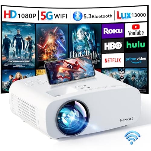 Projector with WiFi and Bluetooth, Pericat 13000L 4K Supported Native 1080P Projector, Portable Movie Outdoor Projector for Home Theater, Mini Projector Compatible w/ PC, HDMI, USB, TV Stick, PS5