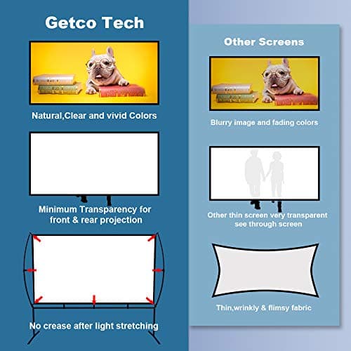 Projector Screen with Stand Foldable Portable Movie Screen（16：9）, HD 4K Double Sided Indoor Outdoor Projection Screen for Home Theater (100 Inch) …