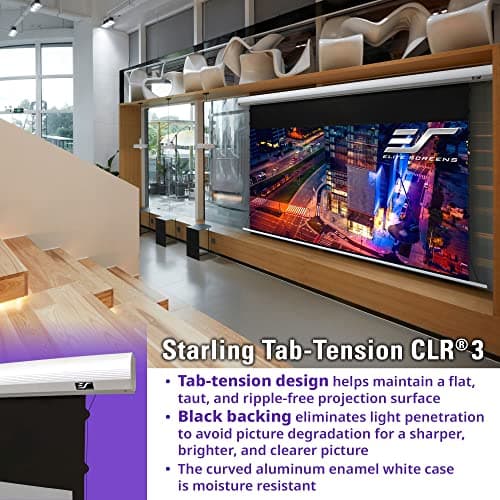 Starling Tab-Tension CLR® 3 Series Upgraded RC1 Kit, 121-INCH Diag.16:9 Ultra Short Throw Ceiling Ambient Light Rejecting (CLR/ALR) Electric Wall/Ceiling Retractable Projector Screen, STT121XH2-CLR3