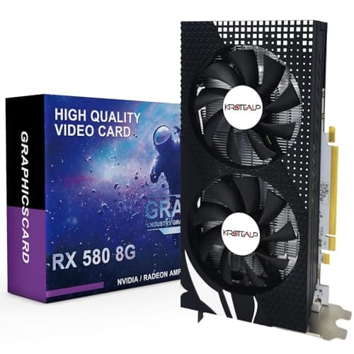 RX 580 Graphics Card, 2048SP, Real 8GB, GDDR5, 256 Bit, Pc Gaming Video Card, HDMI/DP/DVI Outputs, PCI Express 3.0 with Freeze Fan Stop for Desktop Computer Gaming Gpu