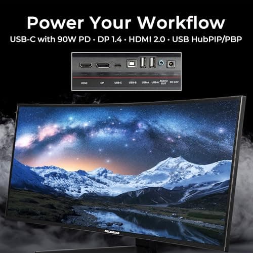 Deco Gear 40 Curved Ultrawide Nano IPS Monitor, 5120x2160 5K2K, 21:9, HDR10, AdaptiveSync, 100% sRGB, HDMI 2.0, DP, USB-C
