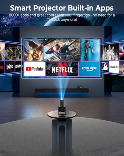 CLOKOWE Mini Projector, 4K 1080P Support projector with wifi and bluetooth, 270°Adjustable Stand Outdoor Home Theater galaxy Projector with Android TV OS & 8000+APPS for Phone/TV Stick/Laptop/HDMI