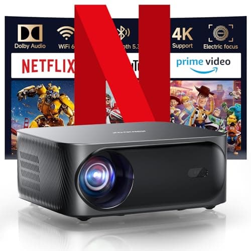[Netflix-Licensed/Dolby Audio]Outdoor Projector with Wifi 6 and Bluetooth, iSinbox 1080P Native 800ANSI Portable Movie Projector, Built-in Netflix/YouTube/PrimeVideo, Electric Focus Smart Projector