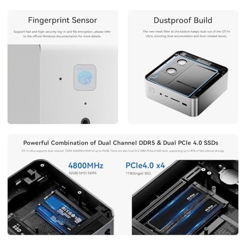 Beelink GTi12 Ultra Mini PC, Intel Core i9-12900HK (14C/20T, up to 5.0GHz), 32GB DDR5 RAM 1TB PCle4.0 SSD, Mini Desktop Computer Support 4K@144Hz/AI Chip/Voice Interaction/Speaker/Fingerprint Sensor