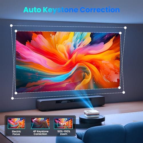 [Netflix Officially/Dolby Audio] FUDONI Smart Projector with WiFi and Bluetooth 4K, Auto Keystone& Electric Focus, 800ANSI Outdoor Projector with Apps, Built-in Netflix/YouTube/Prime Video