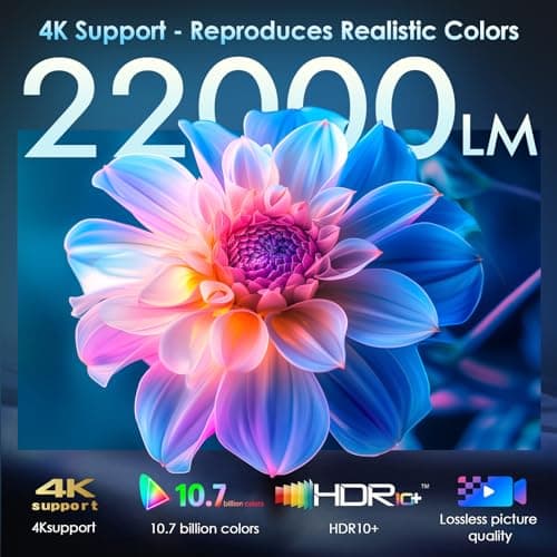 [Electric Focus] 4K Support Projector with WiFi6 and Bluetooth 5.3, 22000L for Outside Video Movie Use, OWNKNEW Outdoor Gaming Proyector, Auto Keystone Correction