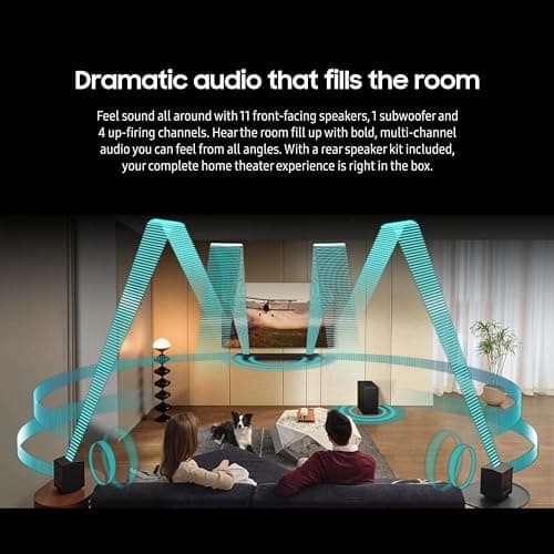 SAMSUNG Q990D 11.1.4ch Soundbar w/Wireless Dolby Atmos Audio, Rear Speaker Included, Q-Symphony, SpaceFit Sound Pro, Adaptive Sound, Game Mode Pro with Alexa Built-in, HW-Q990D/ZA