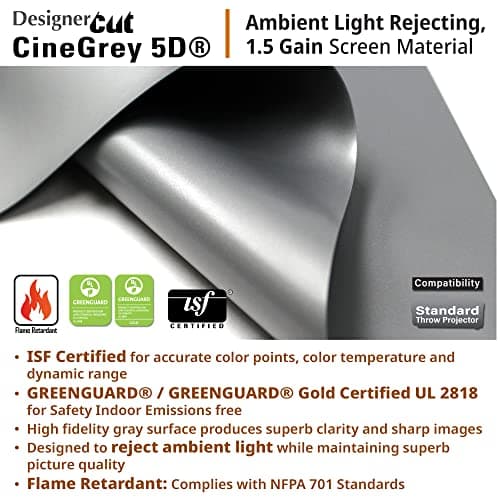 Elite Screens Designer Cut Series, 135-inch 16:9, 8K / 4K Ultra HD Ambient Light Rejecting DIY Raw Projector Screen Material, ISF Certified True ALR Capable Projection Screen, RM-135HW-CINEGREY5D