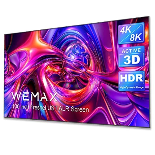 WEMAX PSF01 100-inch High-Gain Fresnel Ultra Short Throw Projector Screen, 8K/4K UHD 16:9 Fixed Frame Screens, Ceiling Light and Ambient Light Rejecting ALR Projection Material for UST Projectors