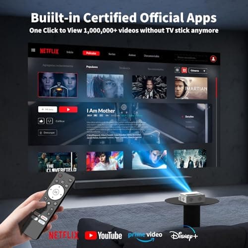 Netflix-Officially-Licensed PANSEBA 4K Smart Projector with WiFi and Bluetooth, Outdoor Projector with Auto Keystone, Portable Movie projector with 2S Focus, Home Projector for Game/Phone/Laptop
