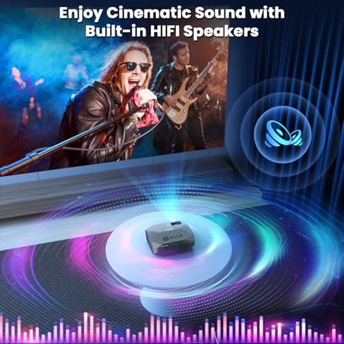FUDONI Projector with WiFi and Bluetooth, Native 1080P Outdoor Movie Projectors 4k Supported, 15000L Portable Home Theater Projector Max 300", Indoor&Outdoor Use