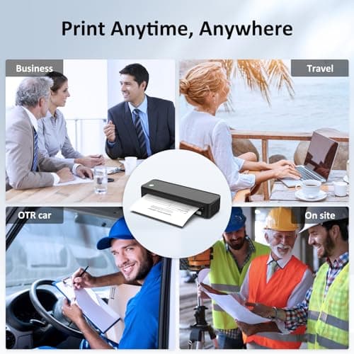 Inkless Portable Printer for Travel, Wireless Thermal Printer Supports 8.5 x 11 Inch Thermal Paper, Bluetooth Machine Includes Carry Case and 3 Rolls of Paper Kit, Black