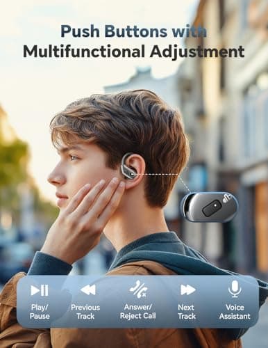 Bluetooth Headphones Wireless Earbuds: Sweatproof & Waterproof, 40H Playtime Wireless Ear Buds with Earhooks, Secure Fit Over Ear Buds with Mic, White Elephant Stocking Stuffers for Men Women