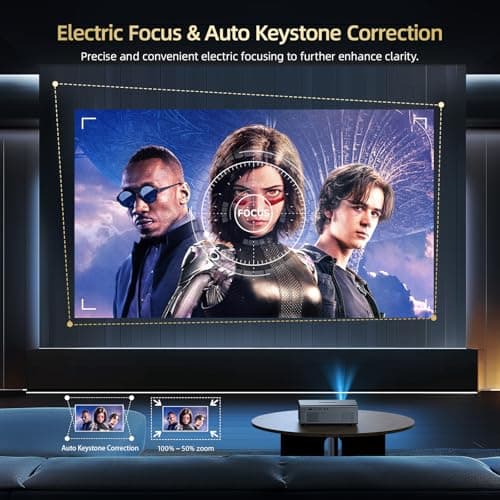 [Netflix Officially & Dolby Audio] Smart Projector with WiFi6 and Bluetooth5.3, Electric Focus & Auto Keystone 4K Support, 22000L Movie Projectors, OWNKNEW Native 1080P Proyector Built-in Apps