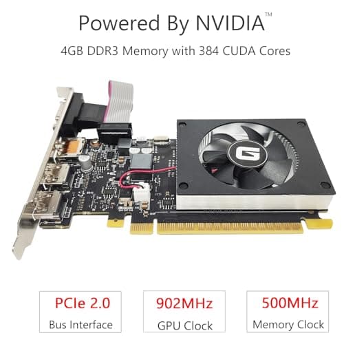GeForce GT 730 4G Low Profile Graphics Card, 2X HDMI, DP, VGA, DDR3, PCI Express 2.0 x8, Entry Level GPU for PC, SFF and HTPC, Compatible with Windows 11