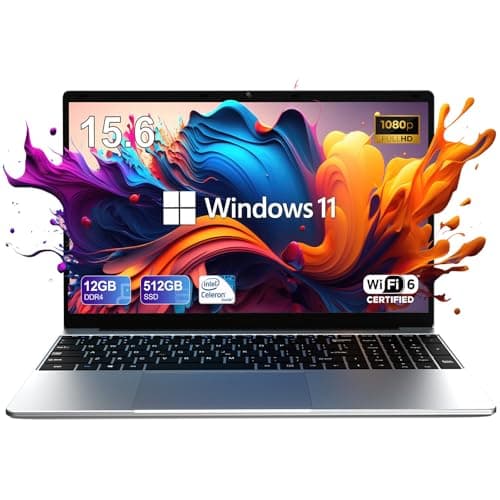 Windows 11 Laptop Computer, 15.6'' FHD IPS Student Laptops, Intel Celeron N5095 4-Core Processor, 12GB RAM + 512GB SSD up to Expandable 1TB, 2.4G+5G WiFi, 2 Years Warranty, Long Battery Life