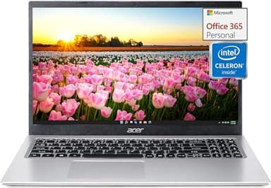acer Aspire 1 Slim Laptop for College Students and Business, 15.6" FHD Display, Intel Celeron N4500, 12GB RAM, 256GB SSD and 128GB eMMC, Microsoft 365 Personal 1-Year Subscription, Win 11 Home S