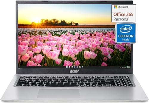 acer Aspire 1 Slim Laptop for College Students and Business, 15.6" FHD Display, Intel Celeron N4500, 12GB RAM, 256GB SSD and 128GB eMMC, Microsoft 365 Personal 1-Year Subscription, Win 11 Home S