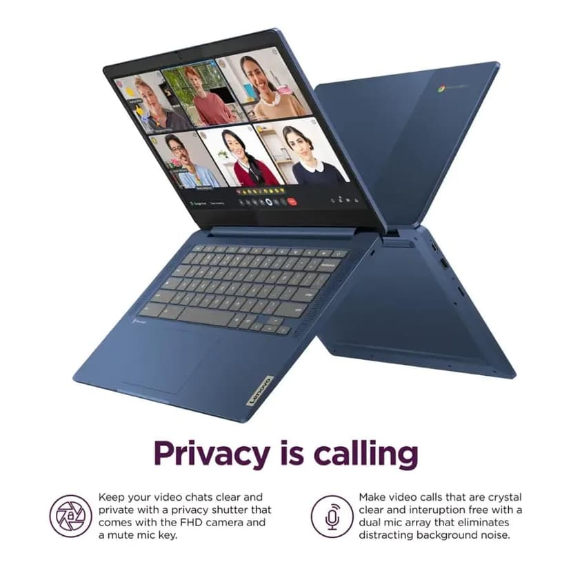 Lenovo IdeaPad Slim 3 Chromebook - 14'' Full HD (1920 x 1080) Display • 8-Core MediaTek Kompanio 520 CPU • 4GB RAM • 64GB eMMC & 256GB Micro SD Card • Wi-Fi 6 • for Business Student • Chrome OS • Blue