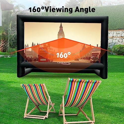 Inflatable Projector Screen, 24FT Blow Up Movie Screen Outdoor Projector, Easy Set Up One-Piece Design Front & Rear Projection with Air Blower for Outside Backyard Family Movie Night Pool Party