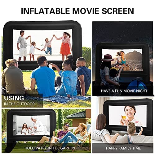 16 Feet Inflatable Movie Screen Outdoor, Projection Screen with Air Blower, Tie-Downs and Storage Bag - Easy Set up, Blow Up Screen for Backyard Movie Night, Theme Party