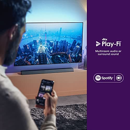 Philips B8905 Soundbar 3.1.2 with Wireless Subwoofer, Dolby Atmos, Compatible with DTS Play-Fi, Connects with Amazon Echo Devices and Voice Assistants, AirPlay 2 and BT Support, TAB8905