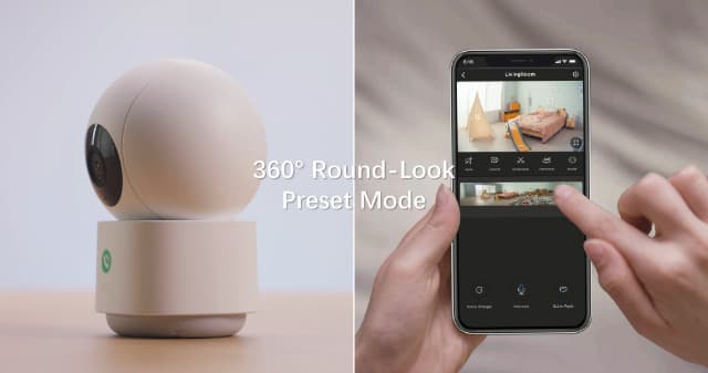 AOSU 2K Security Camera Indoor, Baby Monitor Pet Camera 360-Degree for Home Security with 2.4 GHz Wi-Fi Router, One-Touch Call, Smart Motion Tracking, IR Night Vision, Compatible with Alexa