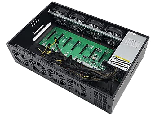 YunSPace 857 Mining Machine Motherboard,8 GPU Slots Miining Machine System,Adjustable Wind Speed Miner Barebone Motherboard with SSD,RAM(Without GPU)