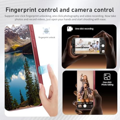16 Ultra Smartphone Unlocked Cell Phone,6.99" HD Screen Unlocked Phone,8+256GB Android 13 with 128GB Memory Card,Face ID/Dual SIM/5G/Fingerprint Button Unlock/Photos/GPS (Wine Red, 8+256)