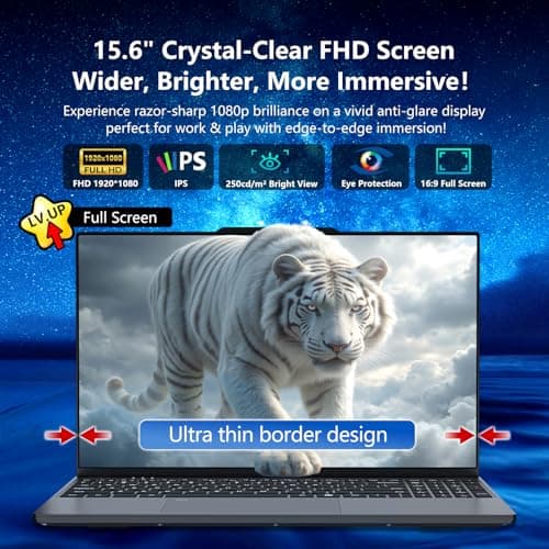2025 Laptop, 15.6 Inch Gaming Laptop with N150 Processor(up to 3.6GHz), Laptop Computer with 16GB RAM 512GB SSD, Backlit Keyboard, Fingerprint Unlock, Win 11 Pro, Metal Shell, Laptops for Gaming
