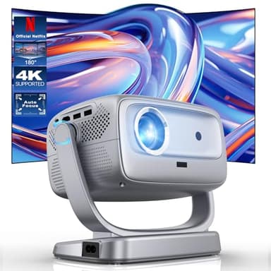 Projector with WiFi and Bluetooth Portable Outdoor: [Auto Focus&Keystone/360° Stand] Smart TV 4K Movie Projector with Apps Netflix Licensed 50%Zoom 700ANSI 3D DoIby Audio Android Home Camping Ceiling