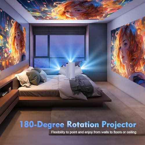 HY300PRO Mini Projector with WiFi and Bluetooth, 4K Support Smart Portable Projector Auto Keystone , Air Mouse Remote, Voice Control, 180 Degree Rotation, Home Video Proyector Android 11