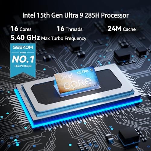 GEEKOM IT15 Mini PC, The Most Powerful with Intel Ultra 9 285H(15th Gen), 32GB DDR5 2TB NVMe SSD, Intel Arc 140T GPU(99 Tops), WiFi 7, 8K Quad Display, Win 11 Pro, SD Slot, Editing/Programming/Office