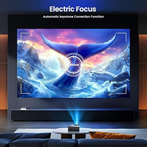 [Electric Focus] Projector with WiFi and Bluetooth, 20000LM Native 1080P Projector with Screen, YOWHICK Portable Movie Smart Projector, Home Projector 4K Supported for Phone/TV Stick /HDMI/USB Grey