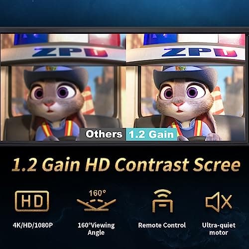 Motorized Projector Screen Pull Down 100 Inch 16:9 HD Automatic Projector Screen with Remote, Electric Retractable Black Projection Screen Portable, Roll Up Movie Screens for Projectors Outdoor Indoor